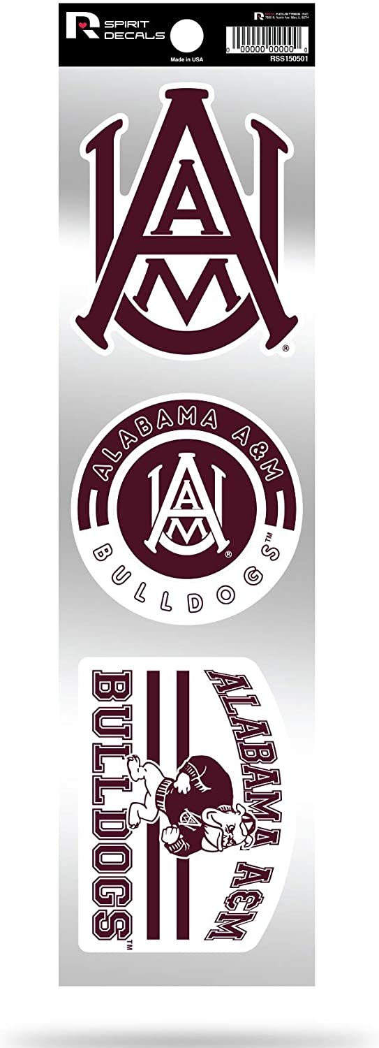 Alabama A&M University Bulldogs Triple Retro Throwback Spirit Decals Flat Vinyl Auto Home Sticker Sheet