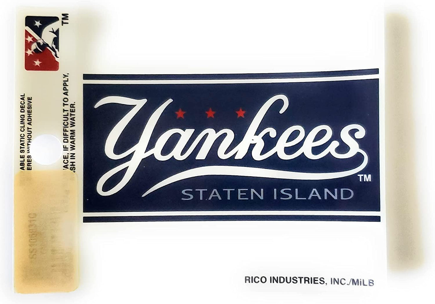 Staten Island Yankees 3 Inch Flat Static Cling Decal Minor Leage Baseball