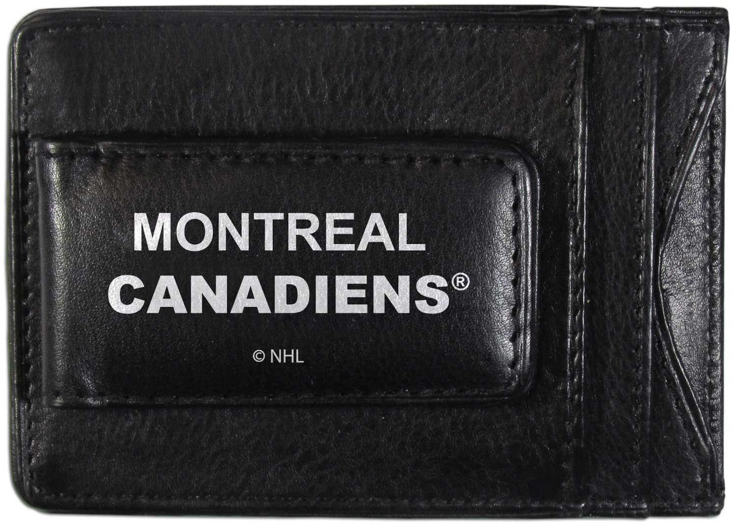 Montreal Canadiens Black Leather Wallet, Front Pocket Magnetic Money Clip, Printed Logo