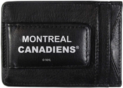 Montreal Canadiens Black Leather Wallet, Front Pocket Magnetic Money Clip, Printed Logo