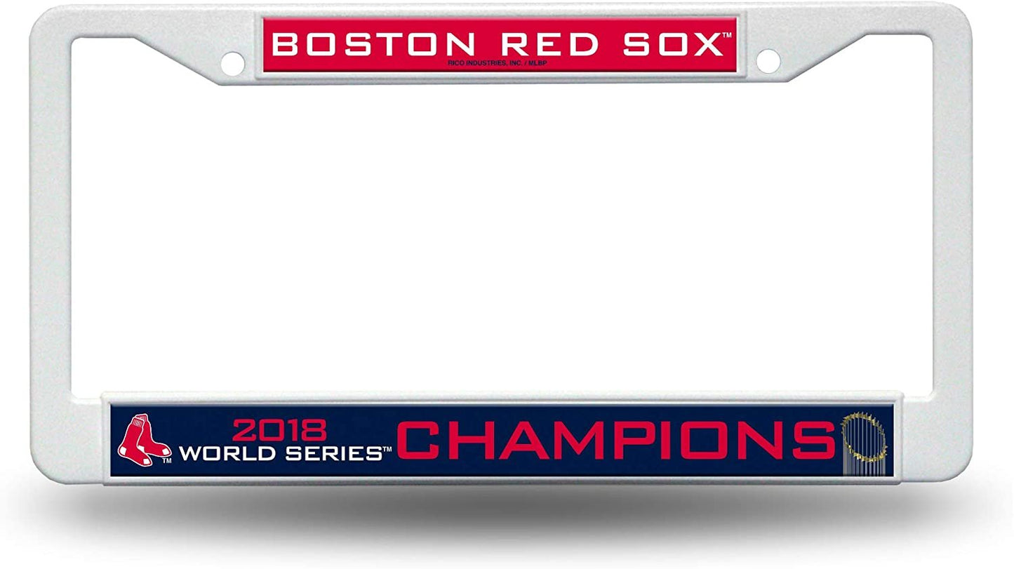 Boston Red Sox 2018 World Series Champions Plastic License Plate Frame Tag Cover, 12x6 Inch
