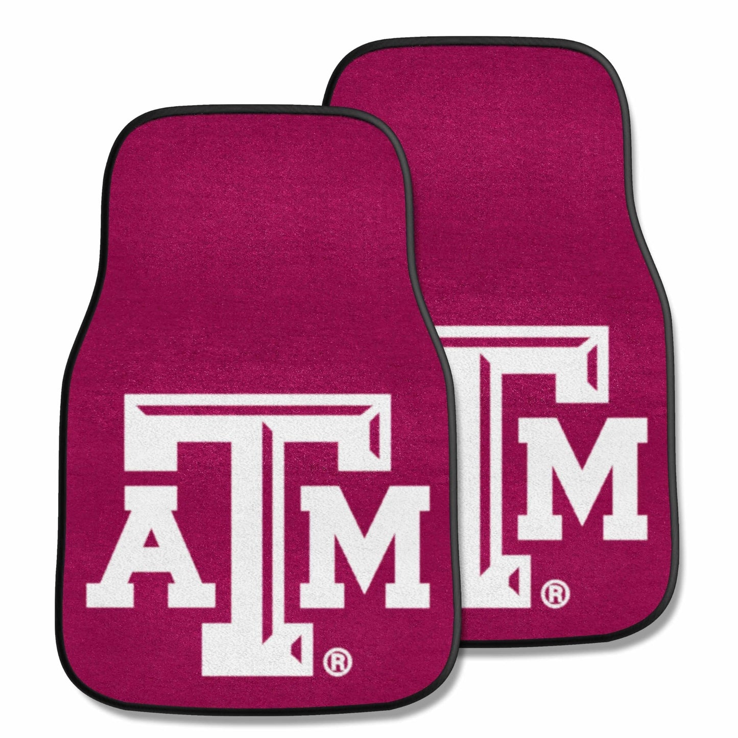 Texas A&M University Aggies 2-Piece Vehicle Carpet Mat Set, Front Row Automotive Floor Mats, Non-Slip Backing, 18x27 Inch Each, Team Colors, Officially Licensed