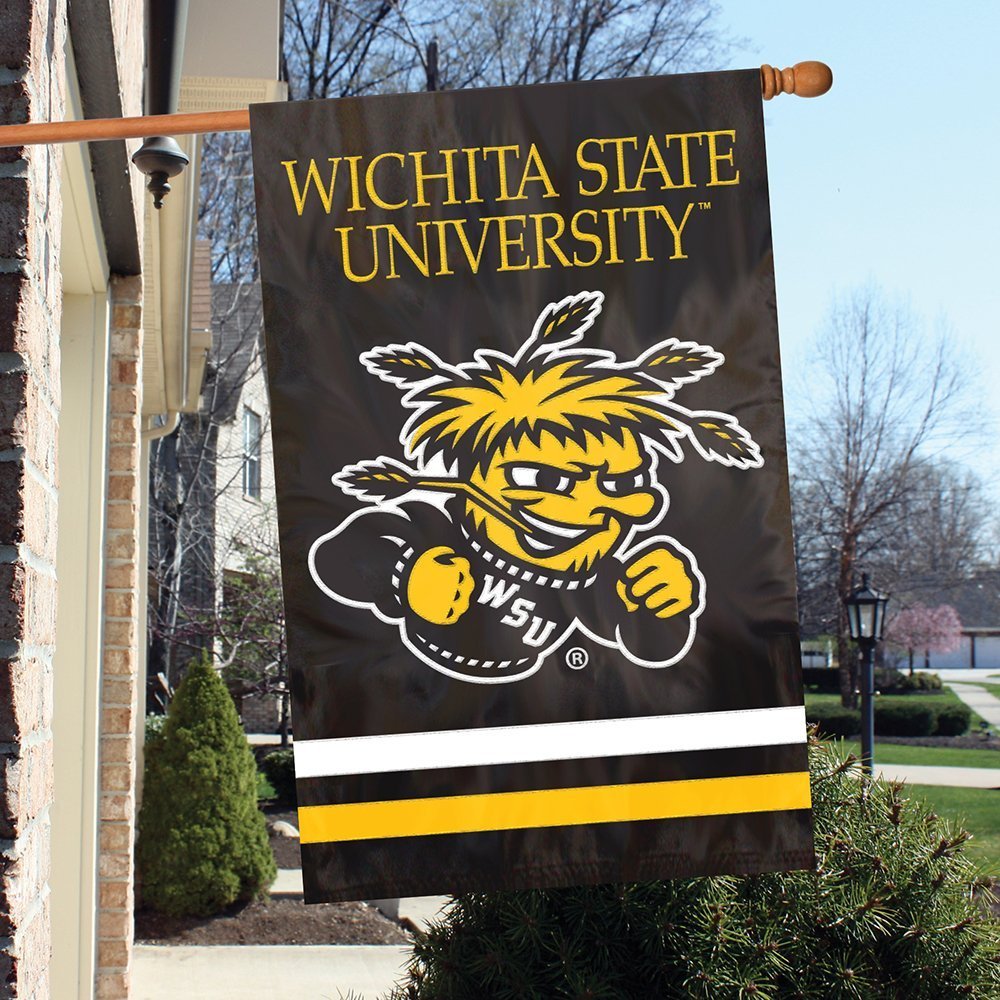 Wichita State University Shockers Premium Double Sided Banner Flag, Applique Embroidered, 28x44 Inches