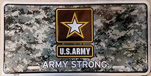 United States Army Metal Auto Tag License Plate, Camo with Star Design, 6x12 Inch