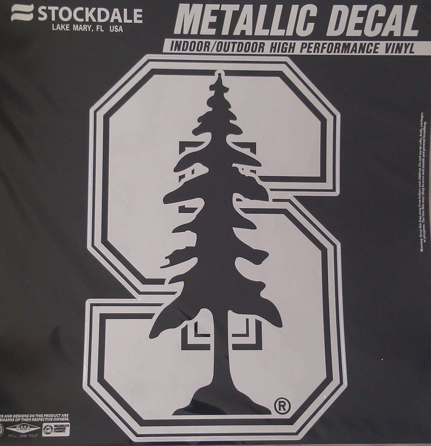 Stanford University Cardinal 12 Inch Decal Sticker, Metallic Chrome Shimmer Design