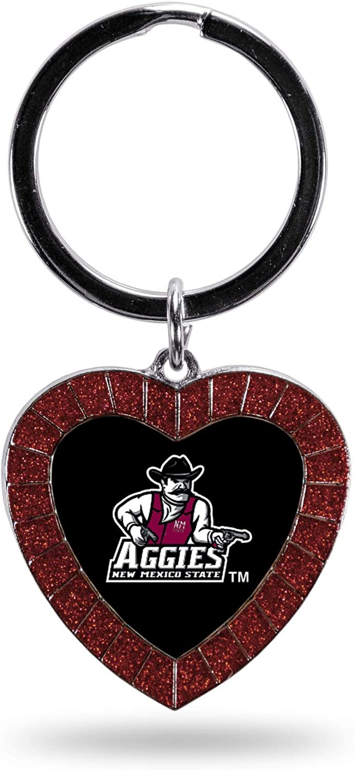 New Mexico State Aggies NCAA Rhinestone Heart Colored Keychain, Maroon, 3-inches in length