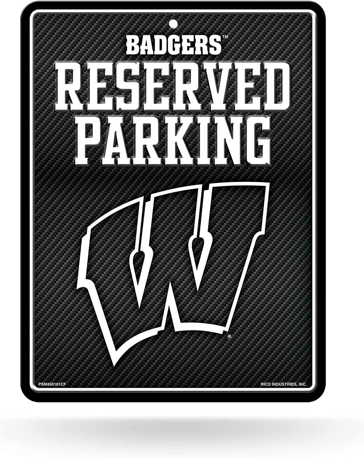 University of Wisconsin Badgers Metal Parking Novelty Wall Sign 8.5 x 11 Inch Carbon Fiber Design
