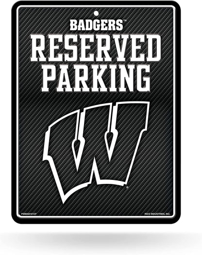 University of Wisconsin Badgers Metal Parking Novelty Wall Sign 8.5 x 11 Inch Carbon Fiber Design