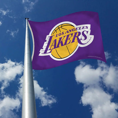 Los Angeles Lakers Premium 3x5 Feet Flag Banner, Purple Design, Metal Grommets, Outdoor Use, Single Sided
