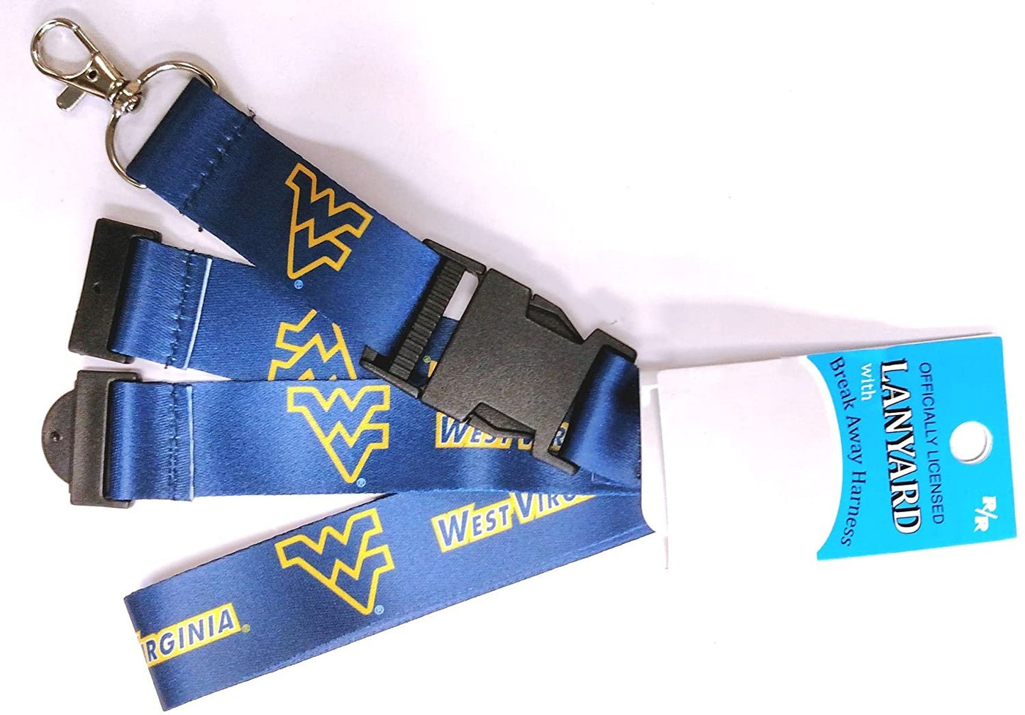 West Virginia Mountaineers RR Deluxe 2-Sided Lanyard Breakaway Clip w/J-Hook Keychain University of