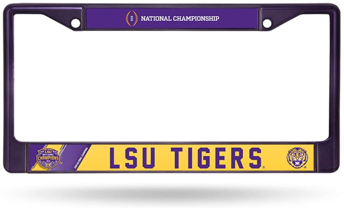 Louisiana State University Tigers LSU 2019 Champions Purple Metal License Plate Frame Tag Cover, 6x12 Inch