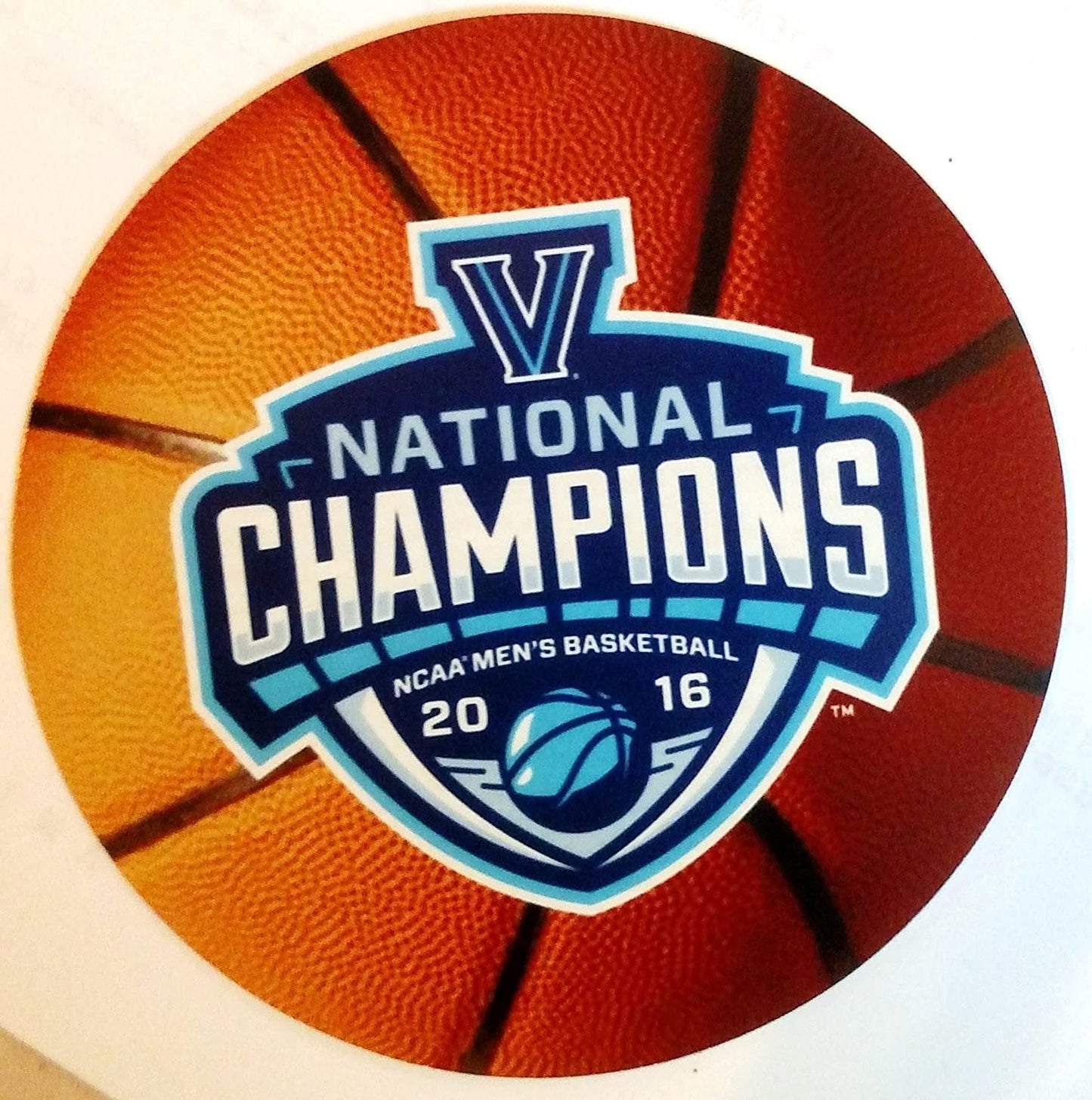 Villanova University Wildcats Decal Sticker, 2016 Champions, 4 Inch, Round Vinyl Auto Home Window Glass