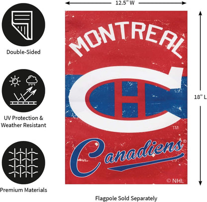 Montreal Canadiens Premium Garden Flag Linen Banner Double Sided 12.5x18 Inch Vintage Logo Design Outdoor