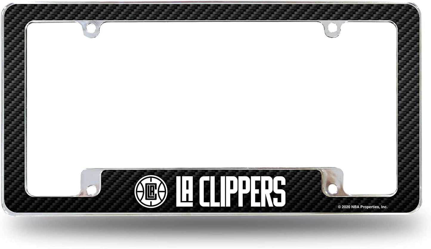 Los Angeles Clippers Metal License Plate Frame Chrome Tag Cover Carbon Fiber Design 6x12 Inch
