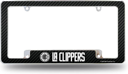 Los Angeles Clippers Metal License Plate Frame Chrome Tag Cover Carbon Fiber Design 6x12 Inch