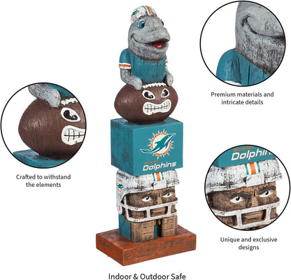 Miami Dolphins 16 Inch Tiki Totem Garden Statue Resin Outdoor Decoration