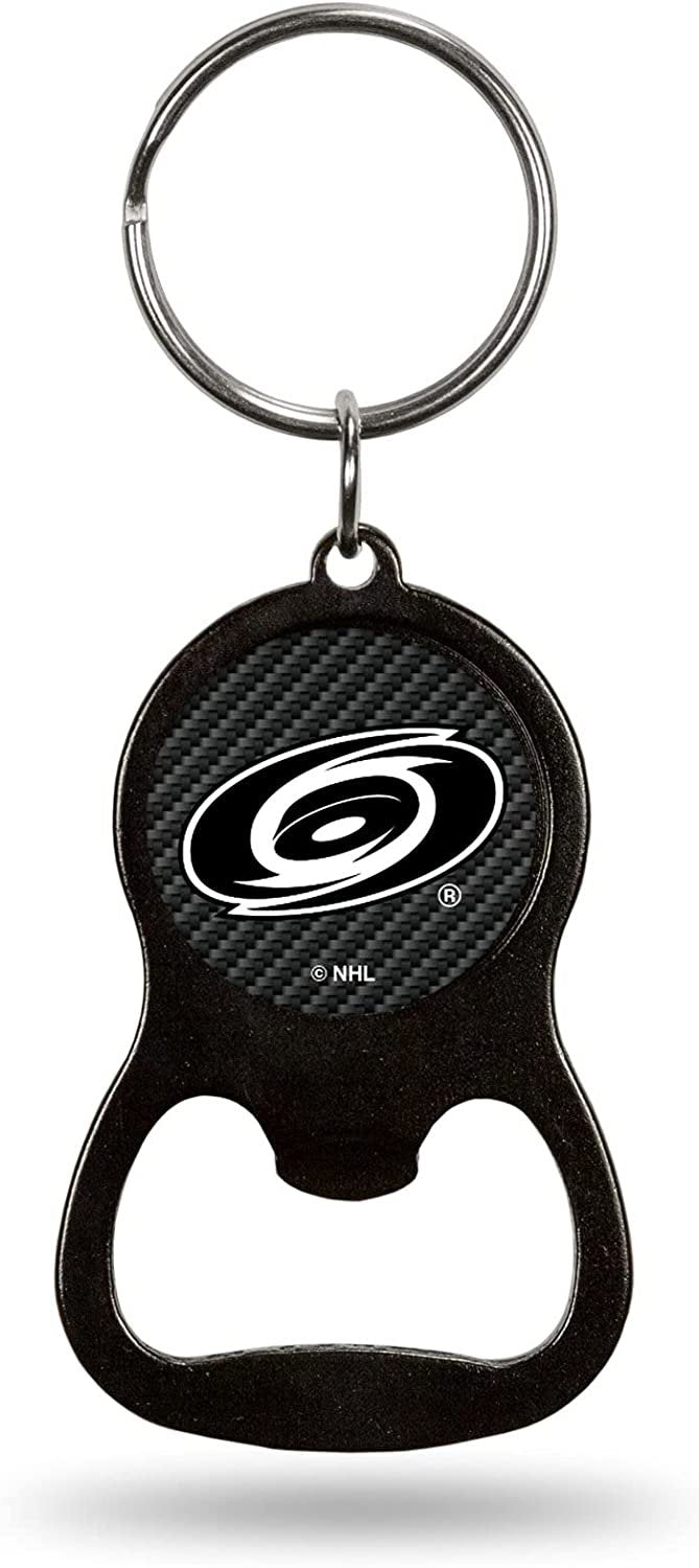 Carolina Hurricanes Keychain Bottle Opener Carbon Fiber Design Metal Hockey