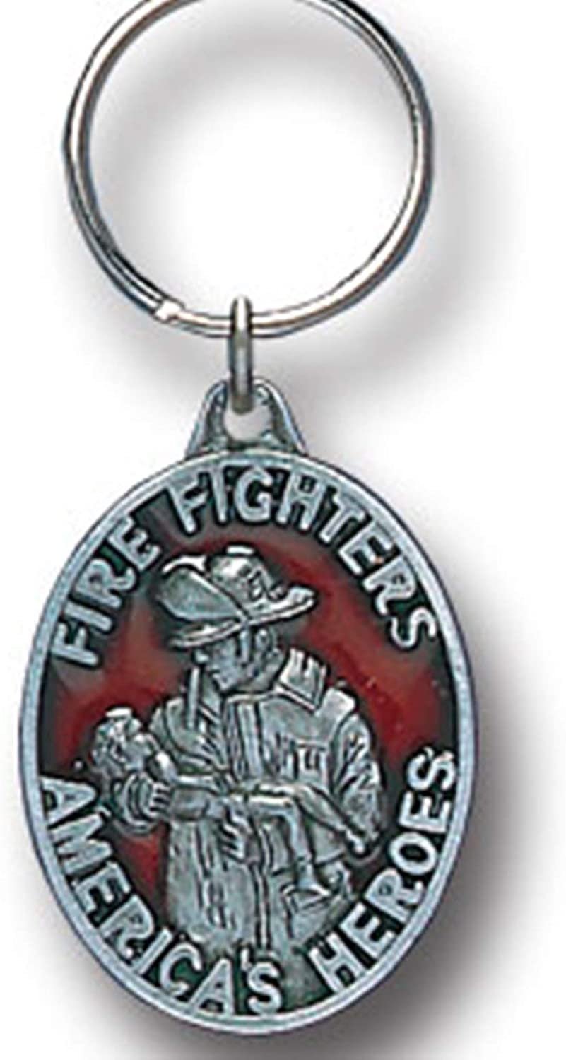 Firefighter American Hero Heavy Duty Metal Pewter Keychain Firefighter Key Chain