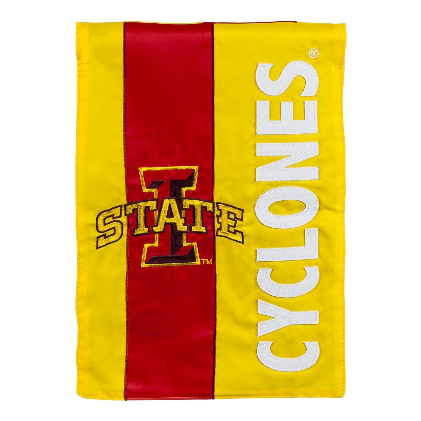 Iowa State University Cyclones Premium Double Sided Garden Flag Banner, Embroidered Applique, 12.5 x 18 inch, Indoor Outdoor Use, Display Stand Sold Separately