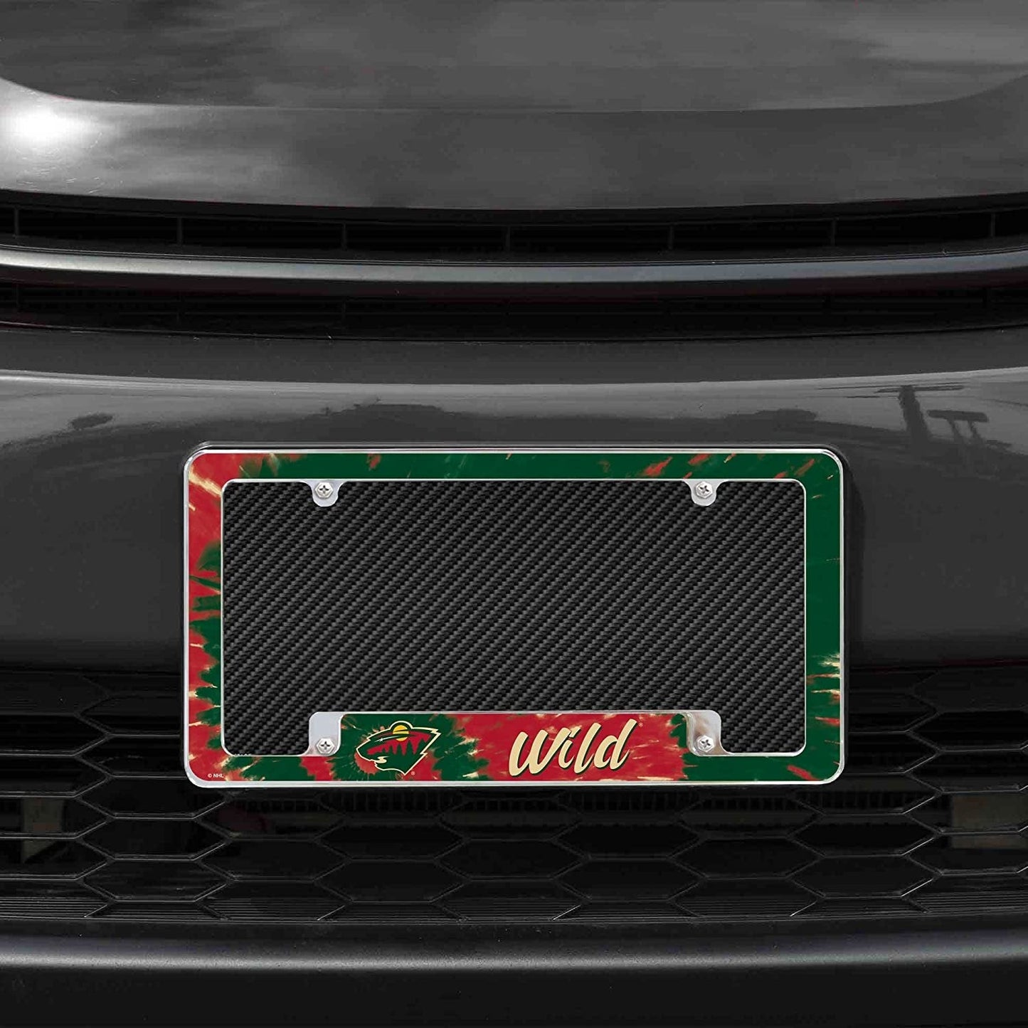 Minnesota Wild Metal License Plate Frame Chrome Tag Cover Tie Dye Design 6x12 Inch