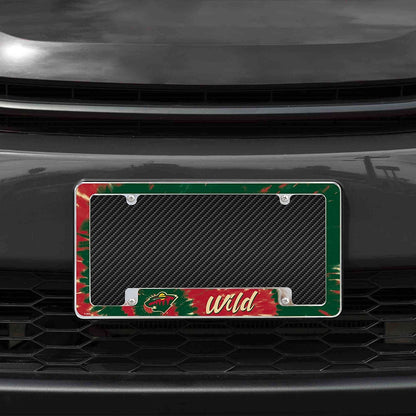Minnesota Wild Metal License Plate Frame Chrome Tag Cover Tie Dye Design 6x12 Inch