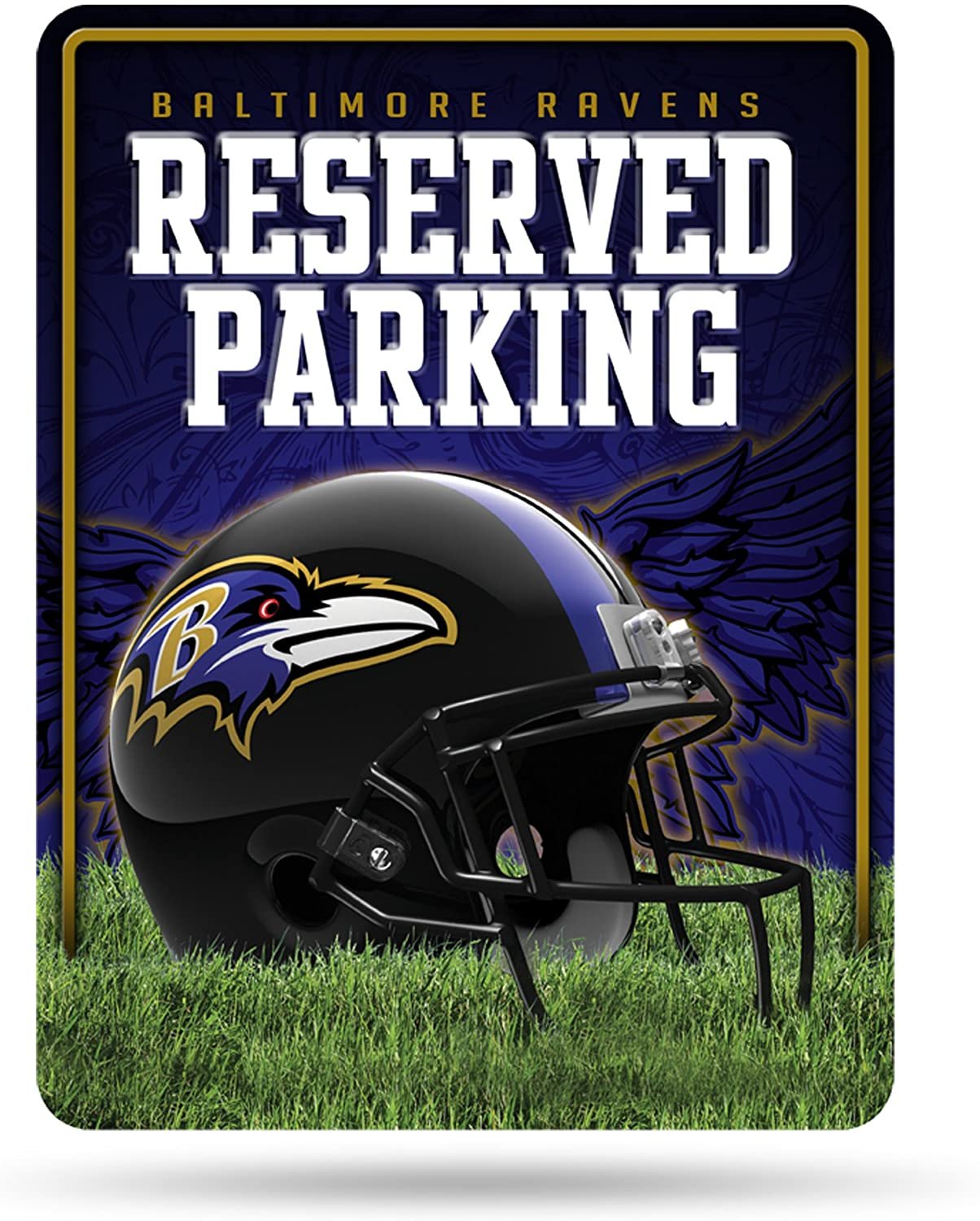 Baltimore Ravens Metal Wall Parking Sign, 8.5x11 Inch, Primary Design, Great for Man Cave, Bed Room, Office, Home Decor