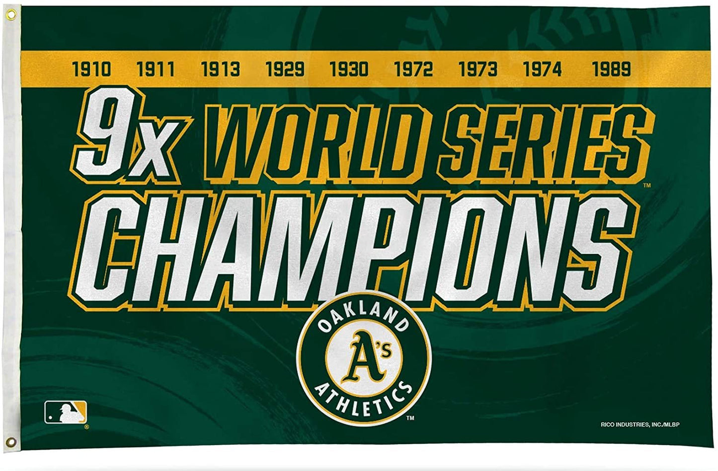 Oakland Athletics A's 9-Time Champions Premium 3x5 Feet Flag Banner, Metal Grommets, Outdoor Use, Single Sided