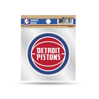 Detroit Pistons 4x4 Die Cut Inch Decal Sticker Flat Vinyl, Primary Logo, Clear Backing