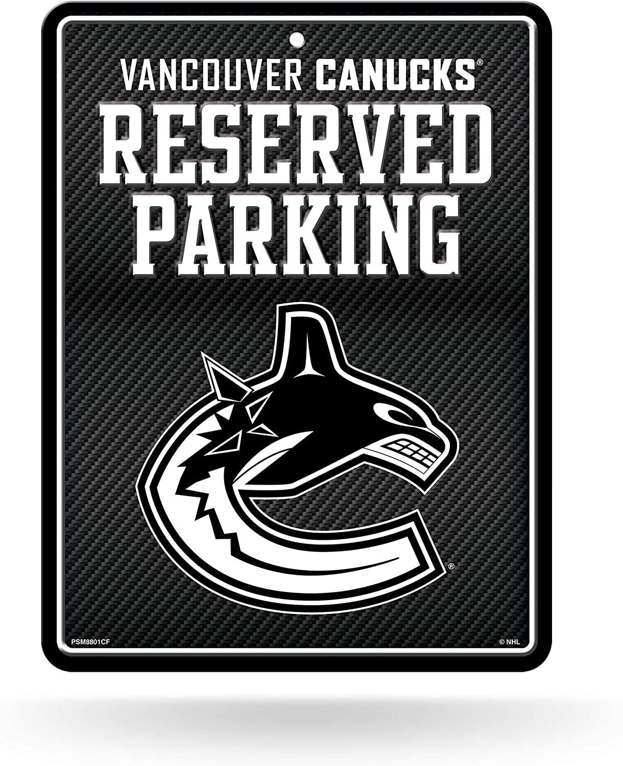 Vancouver Canucks Metal Parking Novelty Wall Sign 8.5 x 11 Inch Carbon Fiber Design