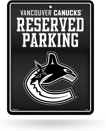 Vancouver Canucks Metal Parking Novelty Wall Sign 8.5 x 11 Inch Carbon Fiber Design
