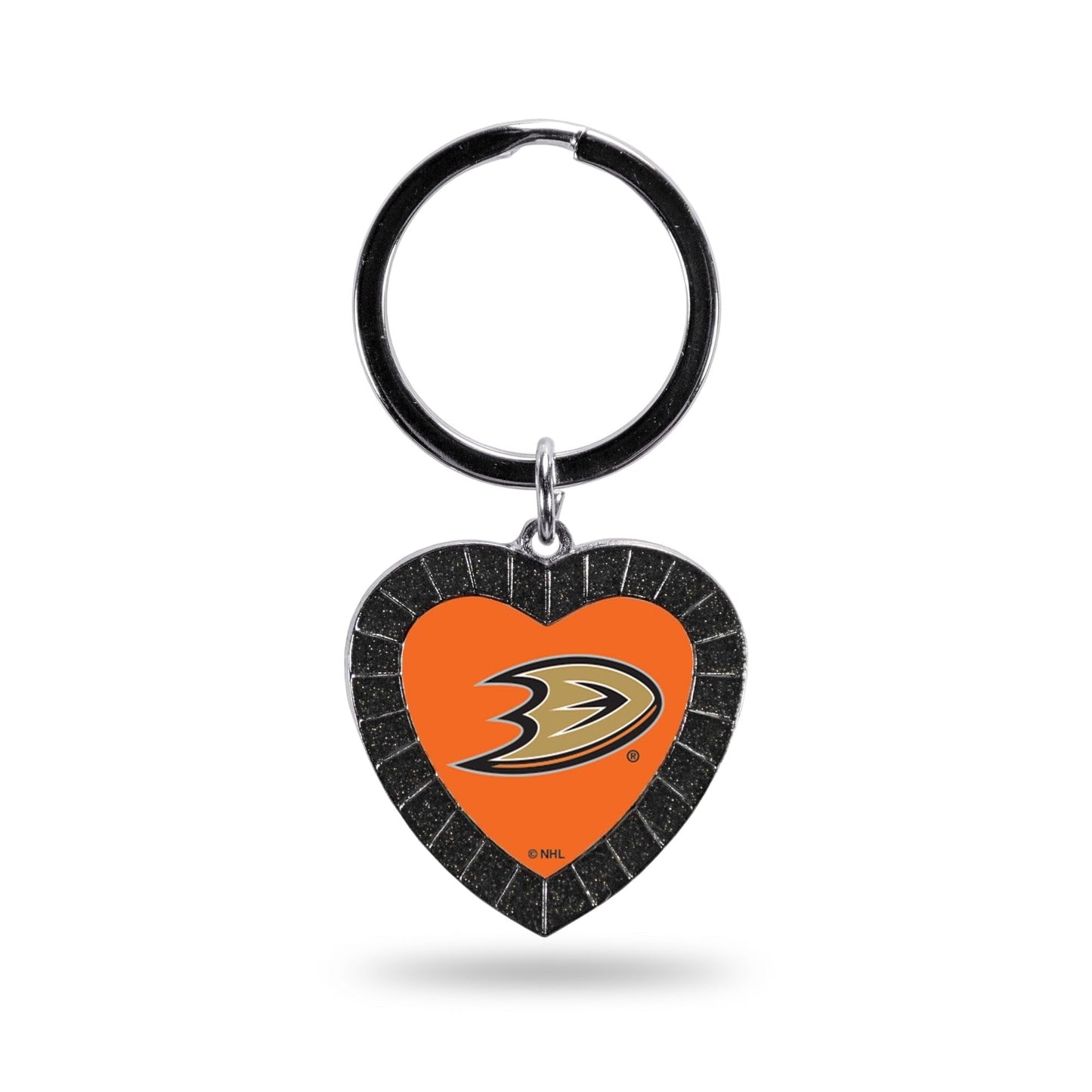 Anaheim Ducks Metal Keychain, Team Color Rhinestone Heart