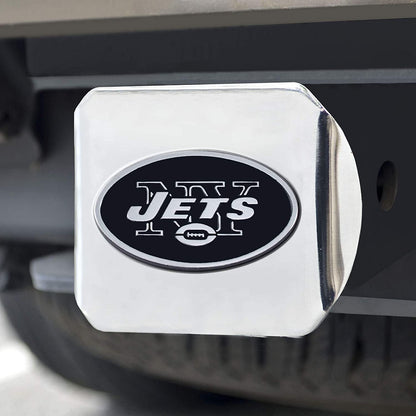 New York Jets Hitch Cover Solid Metal with Raised Chrome Metal Emblem 2" Square Type III