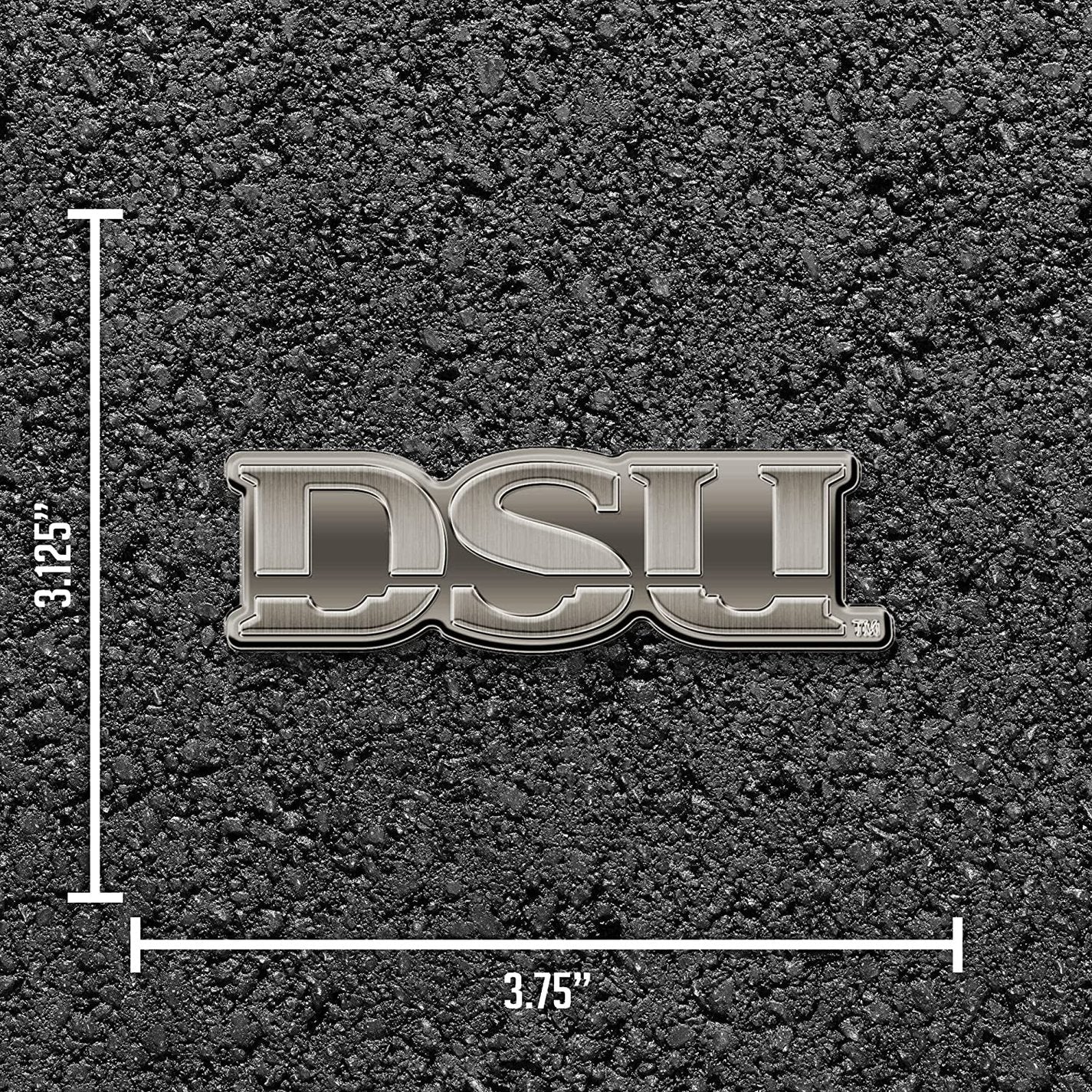 Dixie State University Trailblazers Premium Solid Metal Raised Auto Emblem, Antique Nickel Finish, Shape Cut, Adhesive Backing
