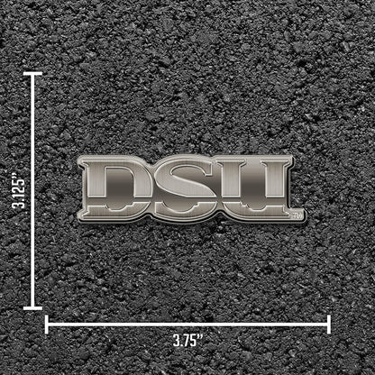 Dixie State University Trailblazers Premium Solid Metal Raised Auto Emblem, Antique Nickel Finish, Shape Cut, Adhesive Backing