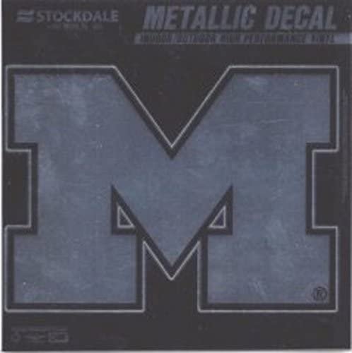 University of Michigan Wolverines 6 Inch Decal Sticker, Metallic Chrome Shimmer Design