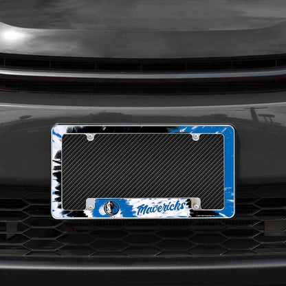 Dallas Mavericks Metal License Plate Frame Chrome Tag Cover Tie Dye Design 6x12 Inch