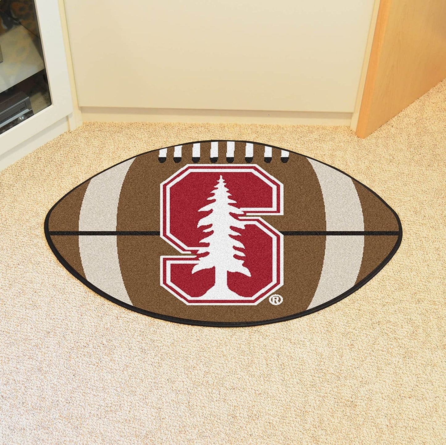 Stanford University Cardinal Floor Mat Area Rug, 20x32 Inch, Non-Skid Backing, Football Design