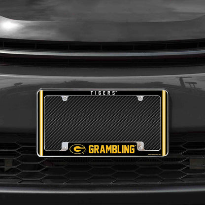 Grambling State University Tigers Metal License Plate Frame Chrome Tag Cover Alternate Design 6x12 Inch