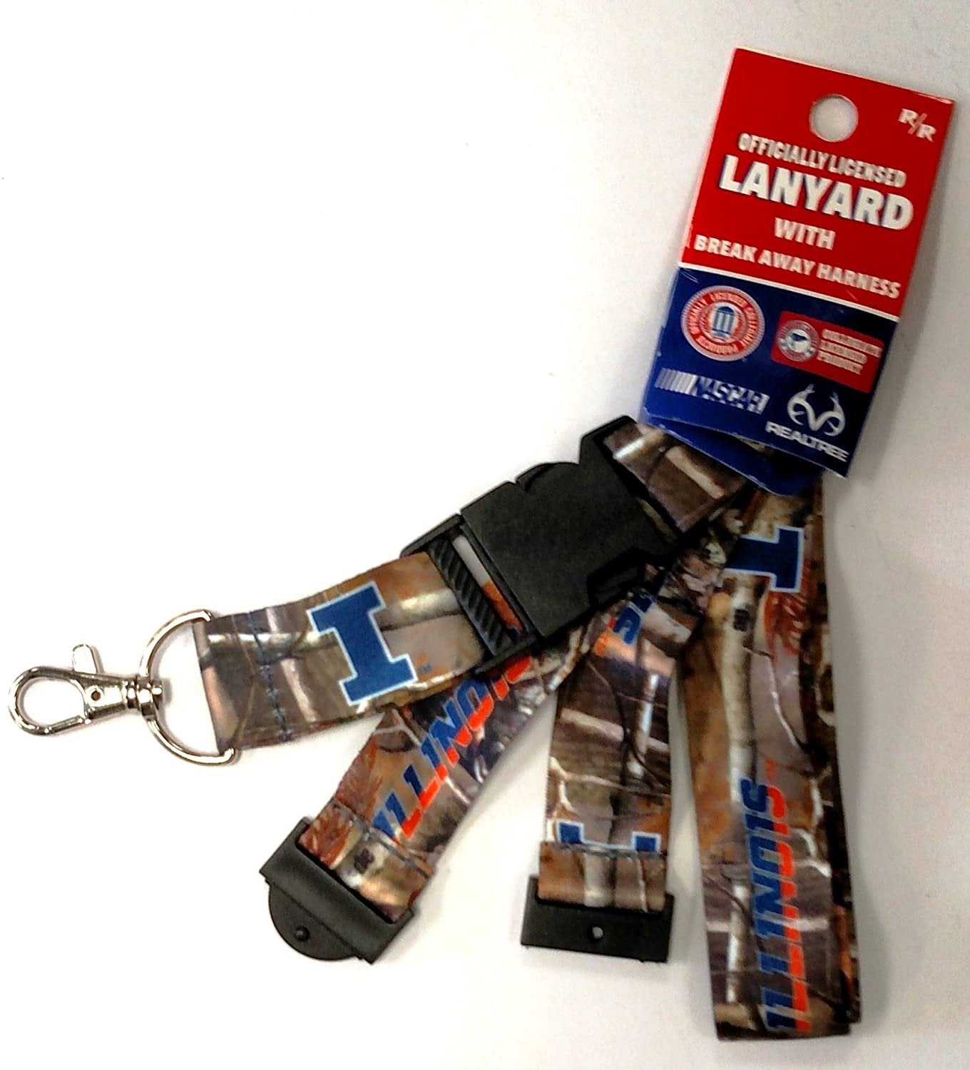 University of Illinois Fighting Illini Camo Lanyard Keychain Double Sided Breakaway Safety Design Adult 18 Inch