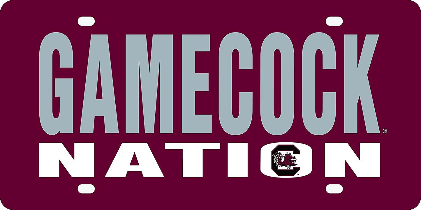 University of South Carolina Gamecocks Premium Laser Tag License Plate, nation Design, Mirrored Acrylic, 6x12 Inch