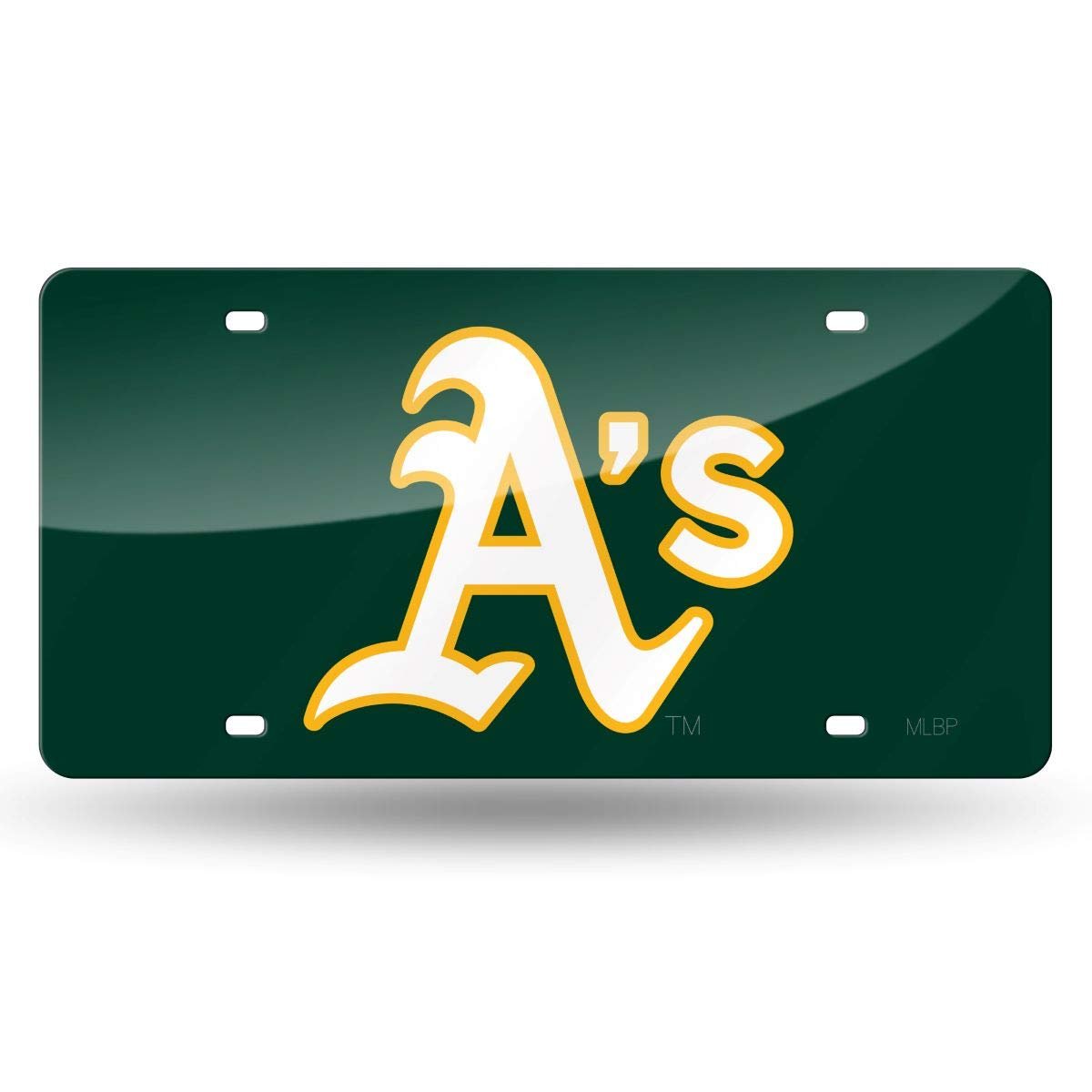 Oakland A's Athletics Premium Laser Cut Tag License Plate, Green Mirrored Acrylic Inlaid, 12x6 Inch