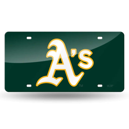 Oakland A's Athletics Premium Laser Cut Tag License Plate, Green Mirrored Acrylic Inlaid, 12x6 Inch