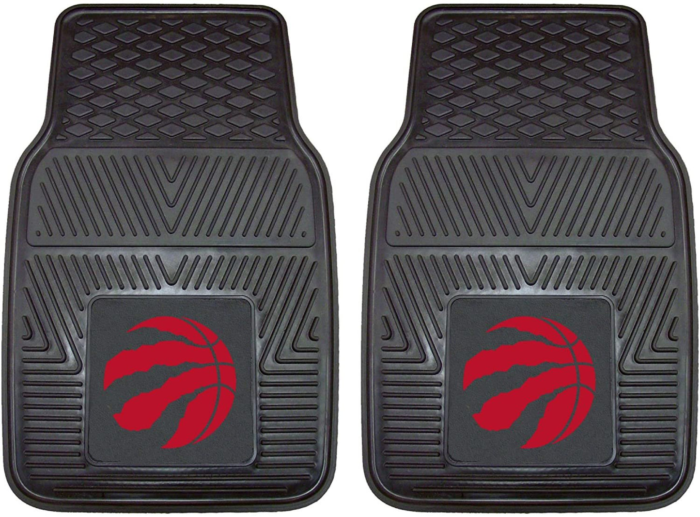 Toronto Raptors 2-Piece Heavy Duty Vinyl Car Mat Set, Front Row Floor Mats, All Weather Protection, Universal Fit, Deep Resevoir Design