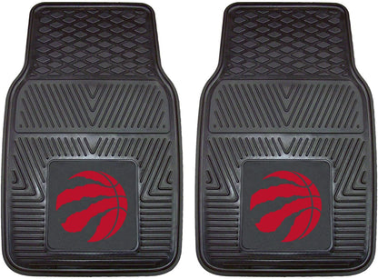 Toronto Raptors 2-Piece Heavy Duty Vinyl Car Mat Set, Front Row Floor Mats, All Weather Protection, Universal Fit, Deep Resevoir Design