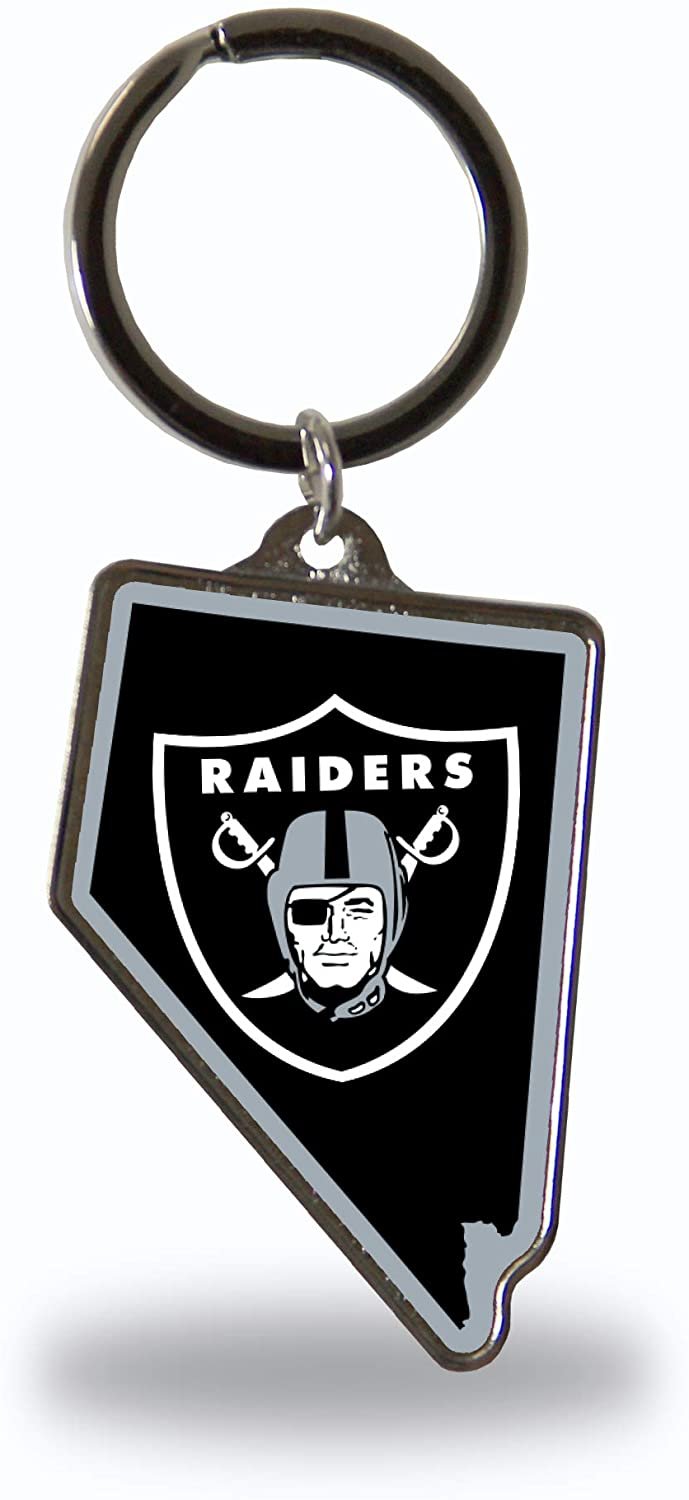 Las Vegas Raiders Premium Metal Keychain, State Shaped, Team Color