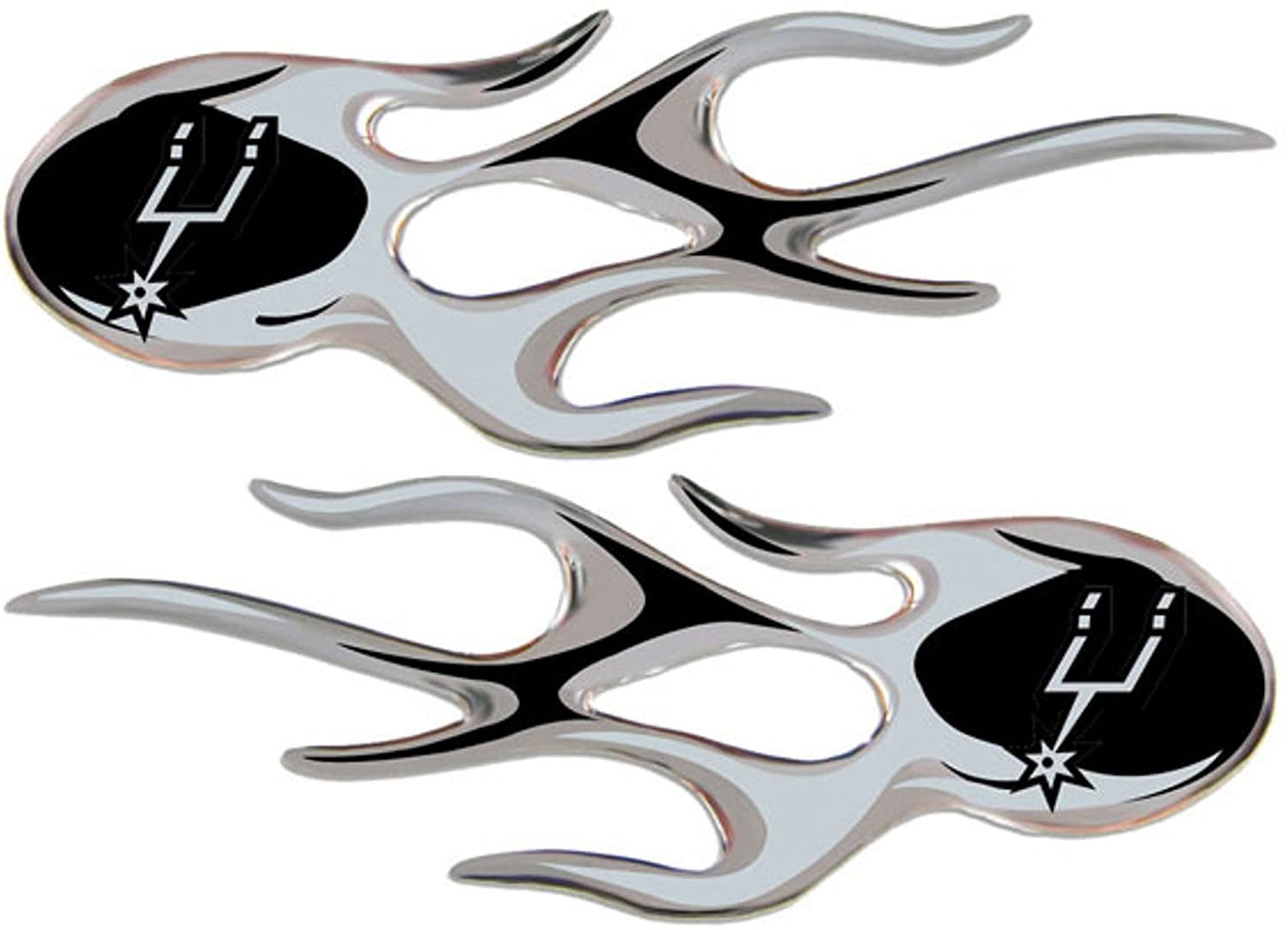 San Antonio Spurs 2-Pack Drip Molded Plastic Raised Flame Flames Decal Emblem Sticker Basketball