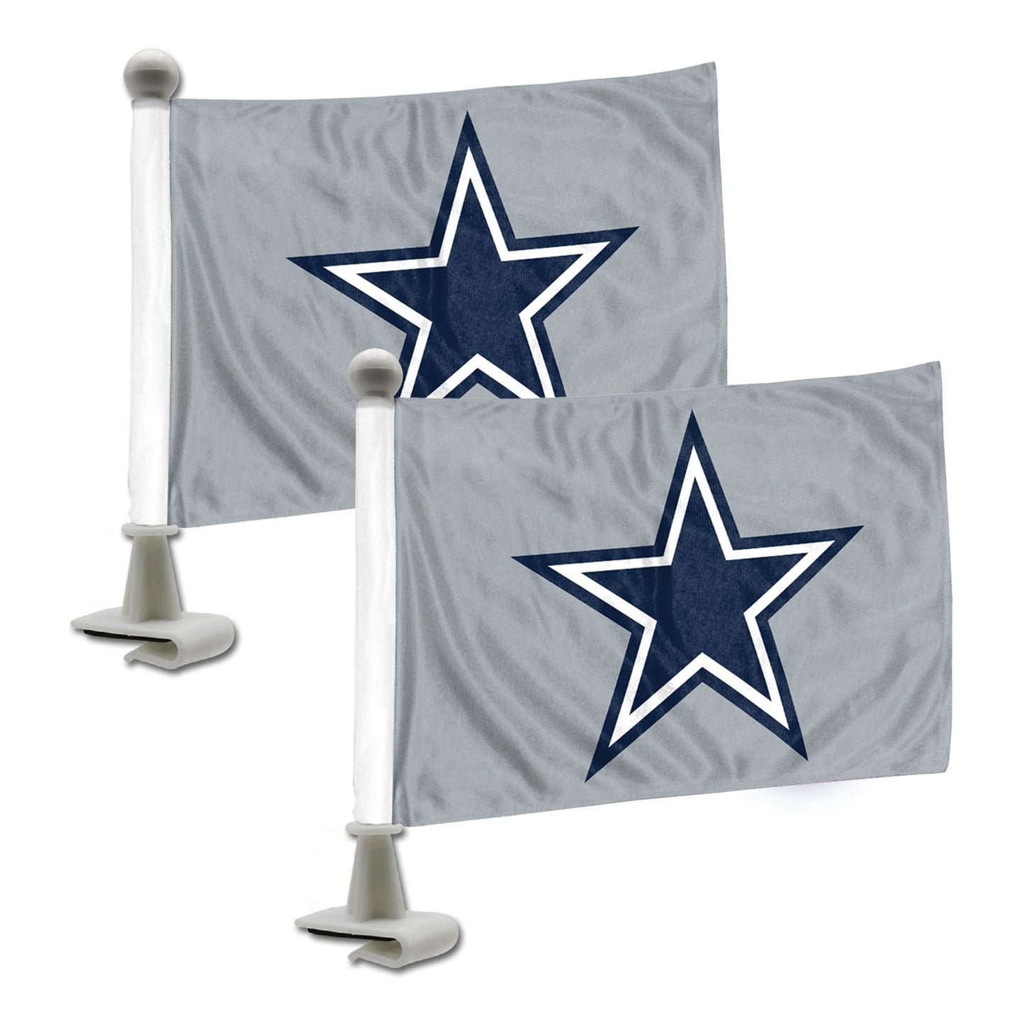 Dallas Cowboys Car Flag Set, Ambassador Style, 4x6 Inch Double Sided Flags, Set of 2, Gray