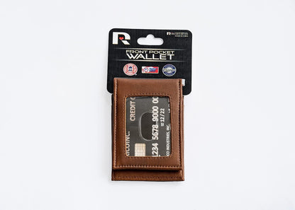 Detroit Red Wings Premium Black Leather Wallet, Front Pocket Magnetic Money Clip, Laser Engraved, Vegan