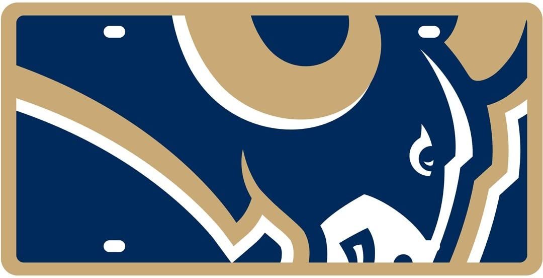 Los Angeles Rams Laser Tag License Plate, Mega Logo, Mirrored Acrylic, 6x12 Inch