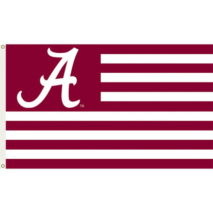University of Alabama Crimson Tide 3x5 Feet Flag Banner, Stripes Design, Metal Grommets, Outdoor Use, Single Sided
